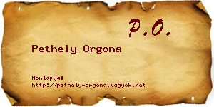Pethely Orgona névjegykártya